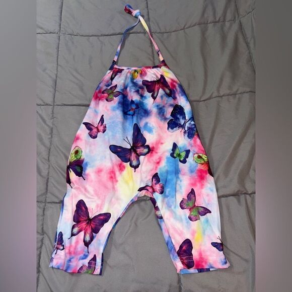 1-2y Super soft silk like butterfly romper- like new - Picture 1 of 2